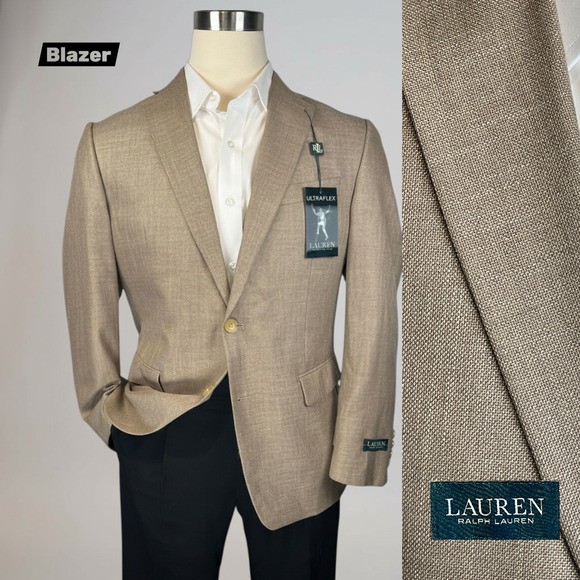 Lauren Ralph Lauren Other - New Ralph Lauren Ultraflex 40R Golden Tan Hopsack Linen Blend Blazer Sport Coat